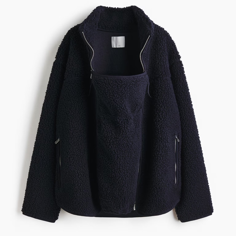 NWT H&M Babywearing before and after Sherpa Teddy Jacket medium Navy Blue